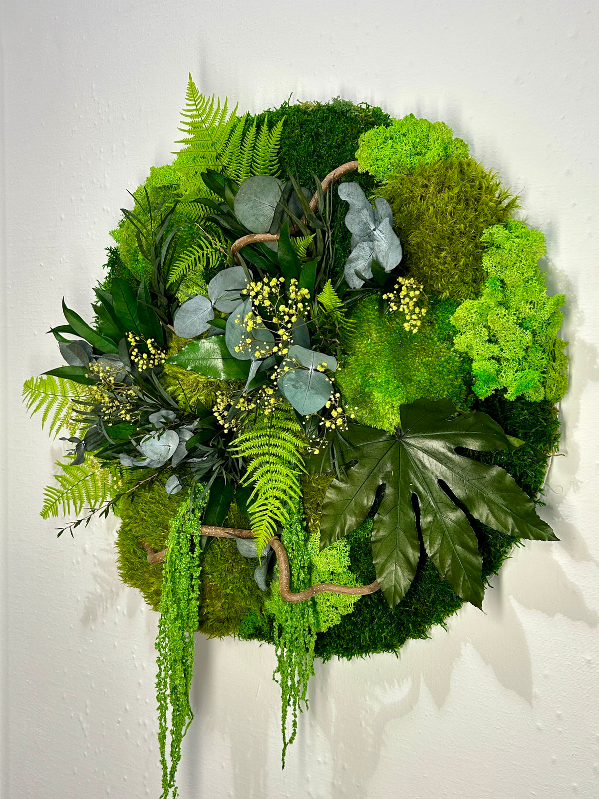 Tableau végétal stabilisé rond « Forêt d’Émeraude  »