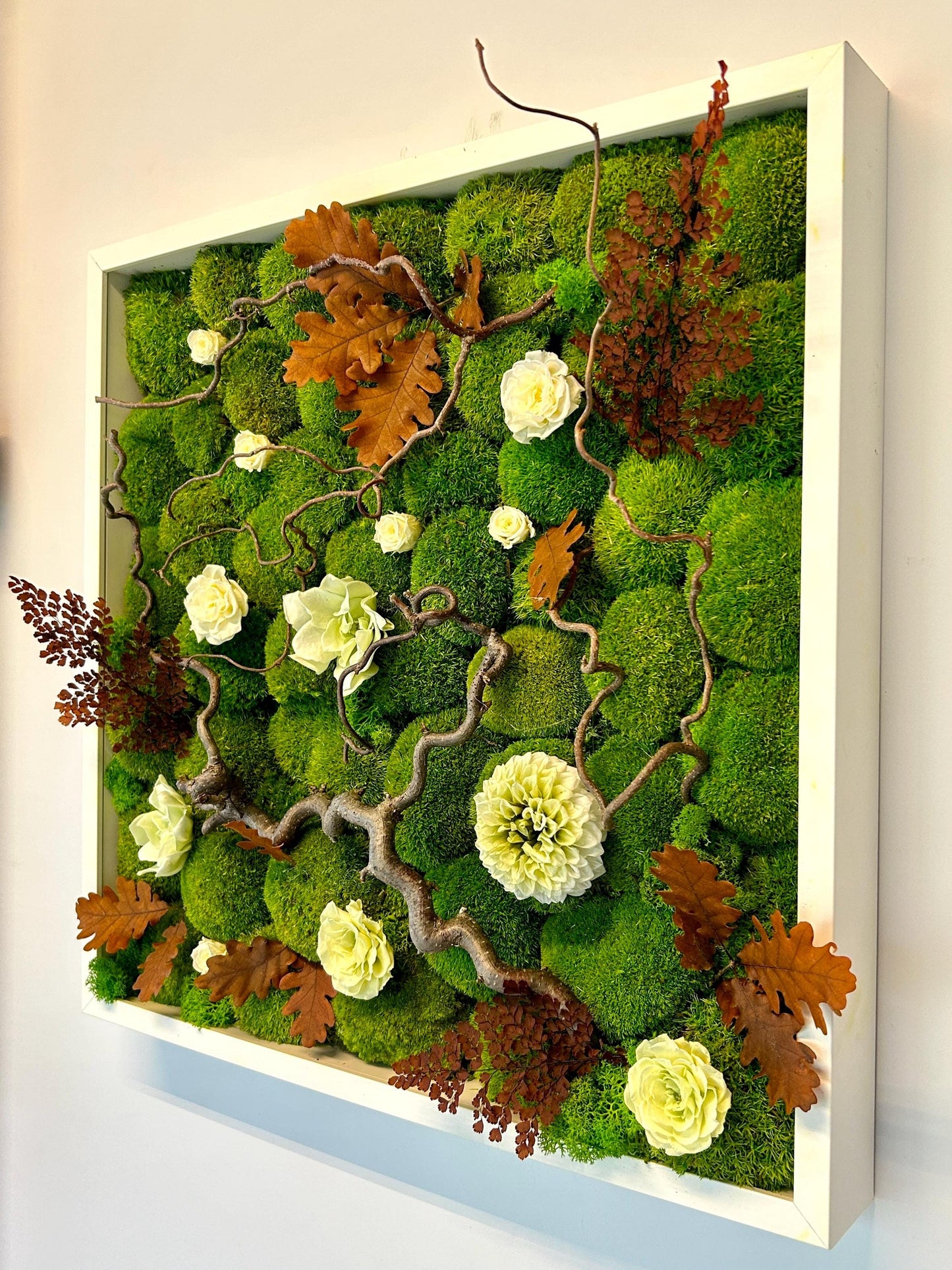 Tableau végétal stabilisé carré “Floraison ivoire”