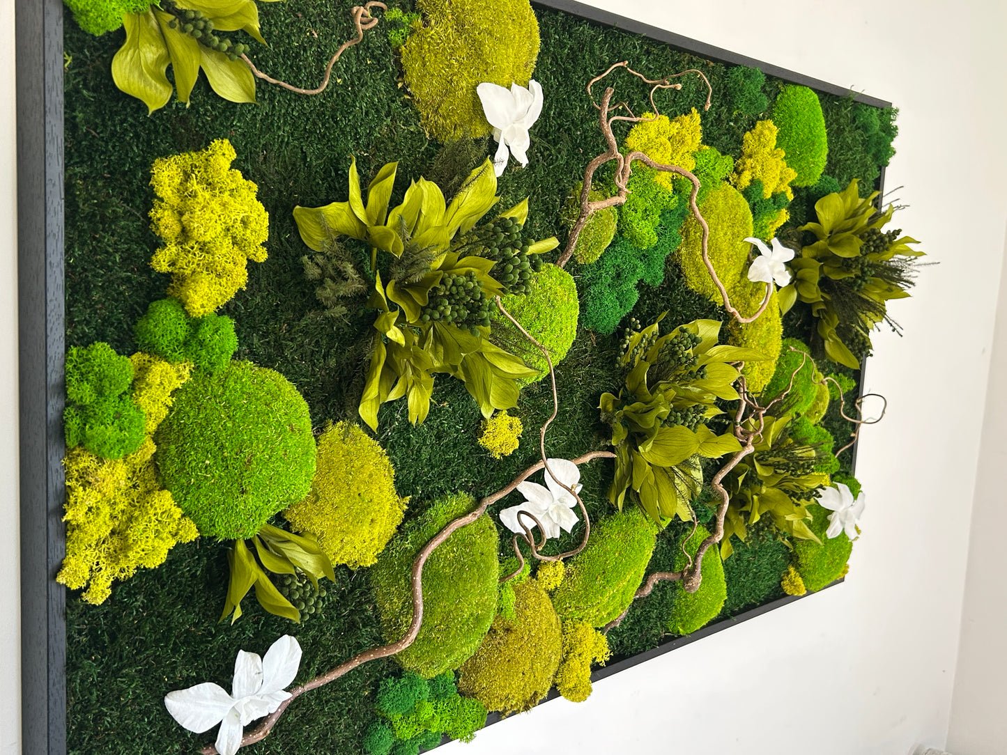 Panneau végétal stabilisé «Eden» avec orchidées blanches