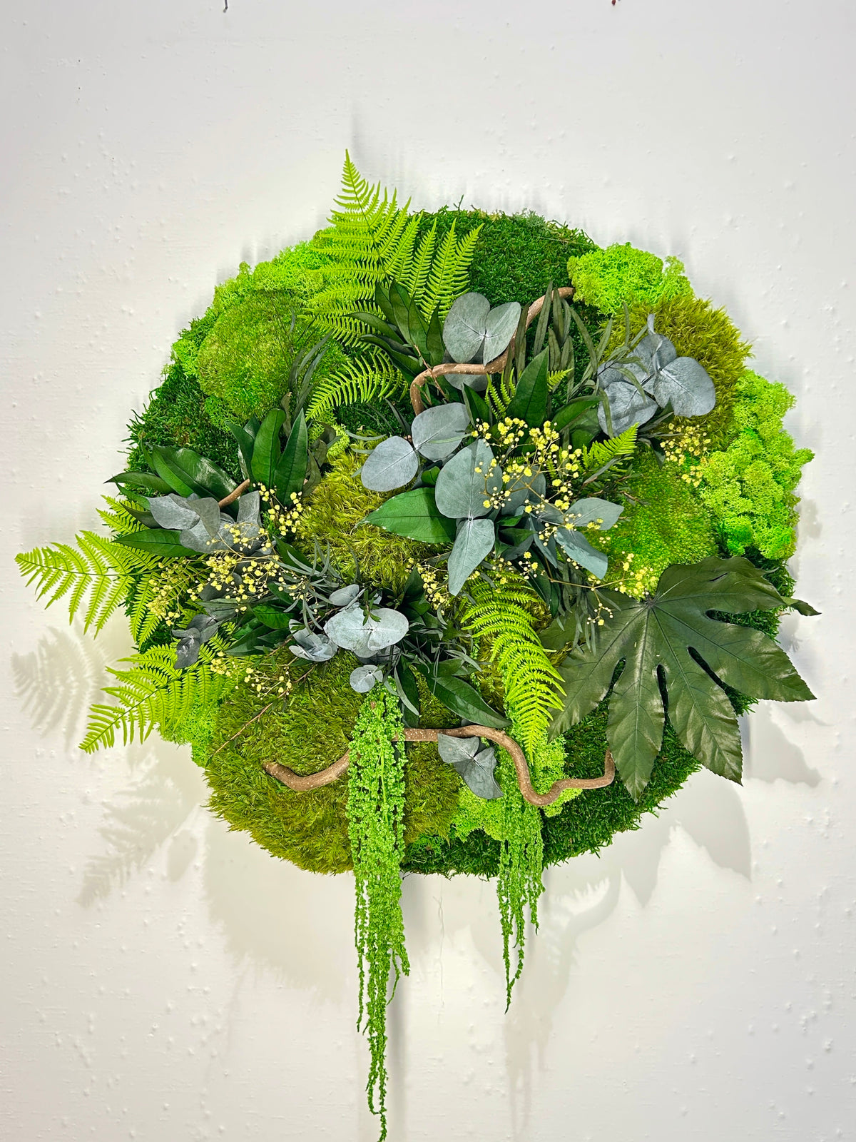 Tableau végétal stabilisé rond « Forêt d’Émeraude  »