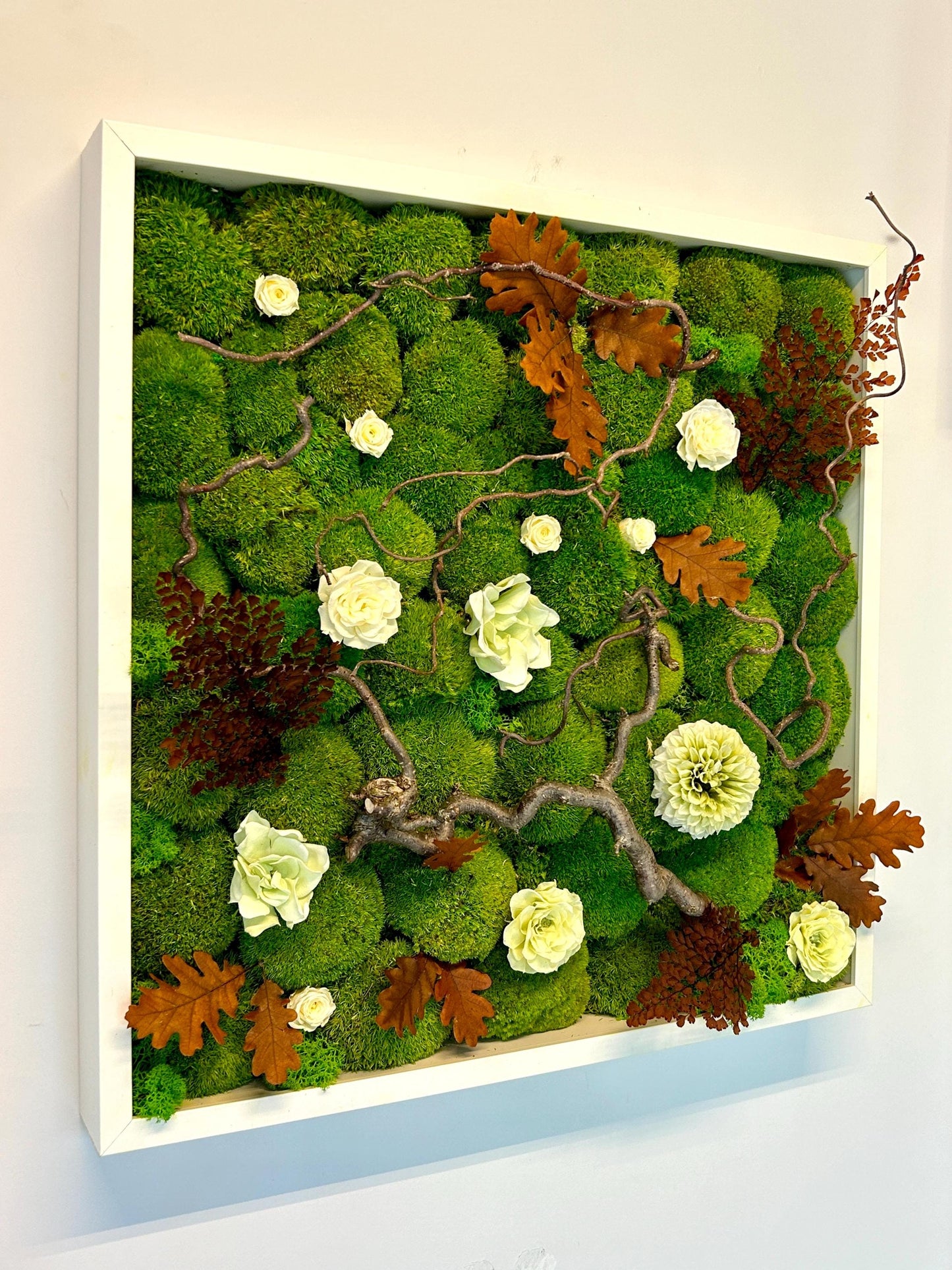 Tableau végétal stabilisé carré “Floraison ivoire”