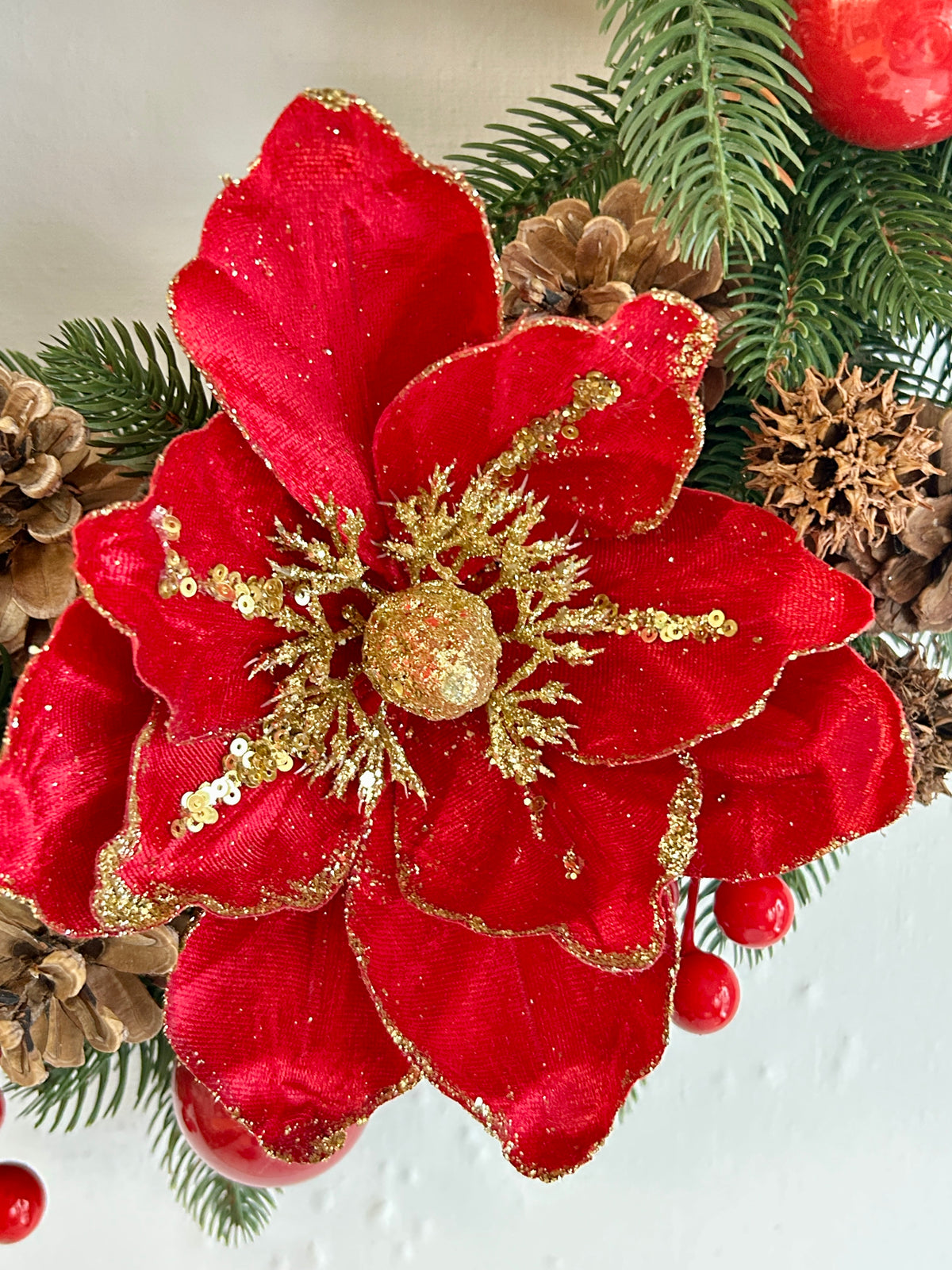 Grande couronne de Noël artisanale – Couronne de porte
