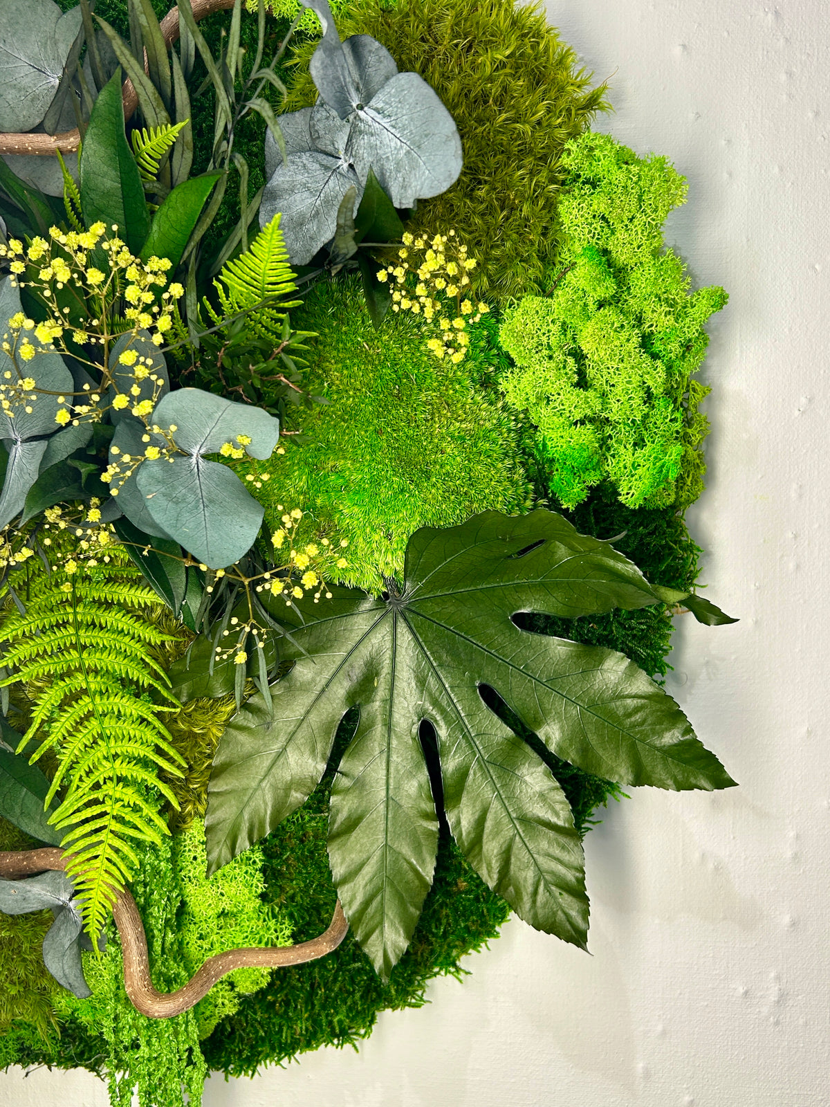 Tableau végétal stabilisé rond « Forêt d’Émeraude  »
