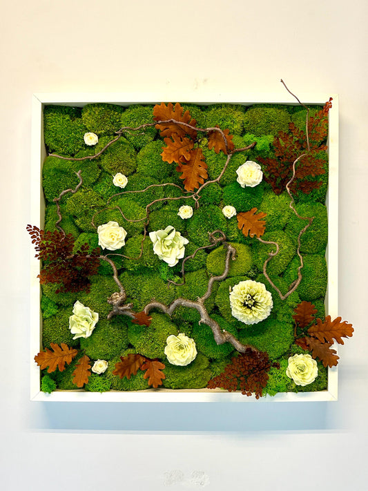 Tableau végétal stabilisé carré “Floraison ivoire”